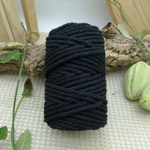 Twisted cotton rope 5mm - Black