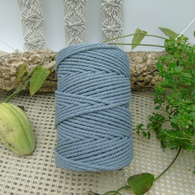 Cuerda de algodón 3mm - Gris azul claro