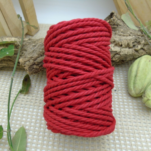 Twisted cotton rope 5mm - Red